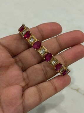 Chunky Pink Kundan Pakistani Bangle Size 2.4